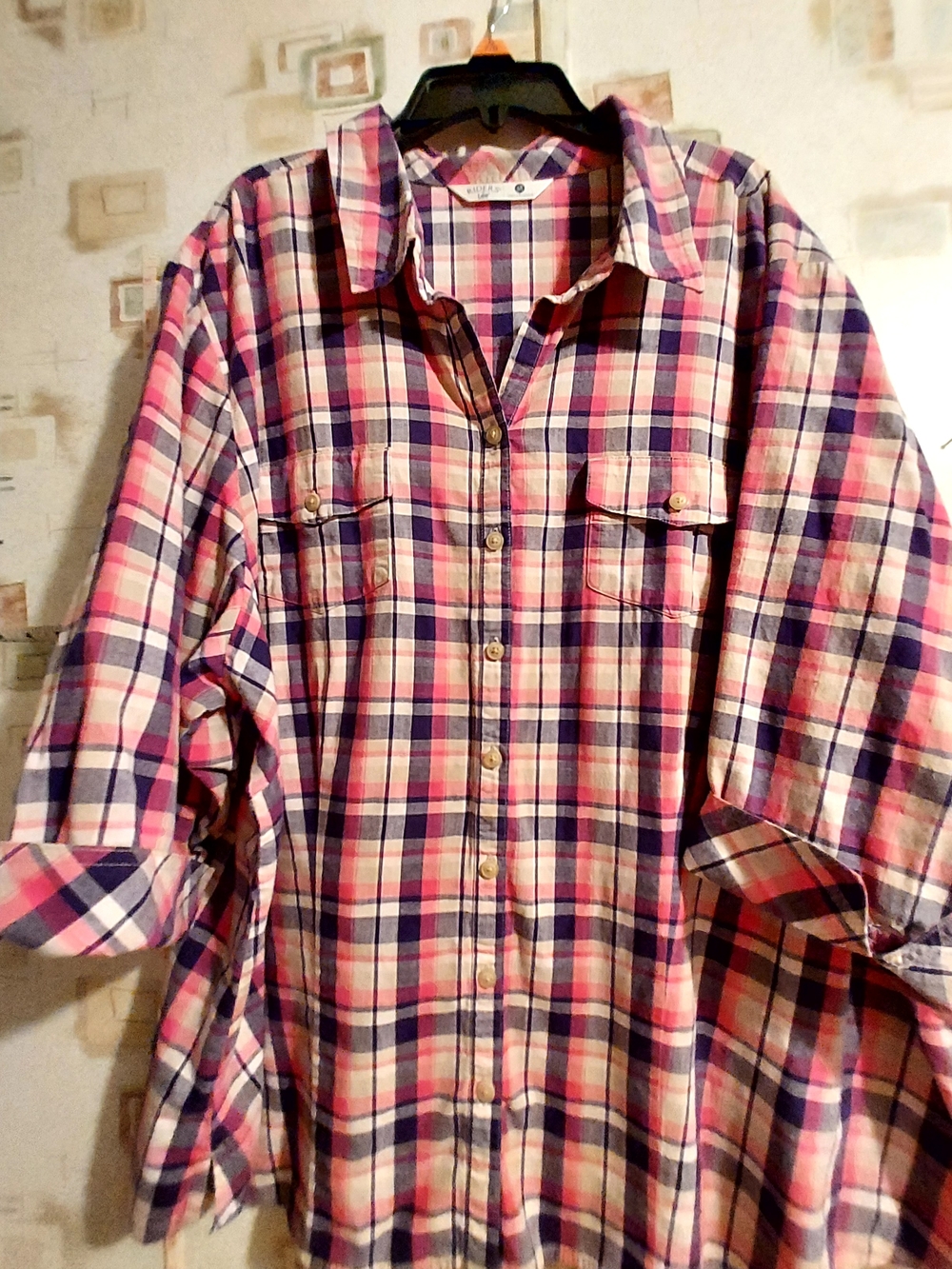 Lee Plaid Button Down Shirt in Pink & Blue Size 3X Like New